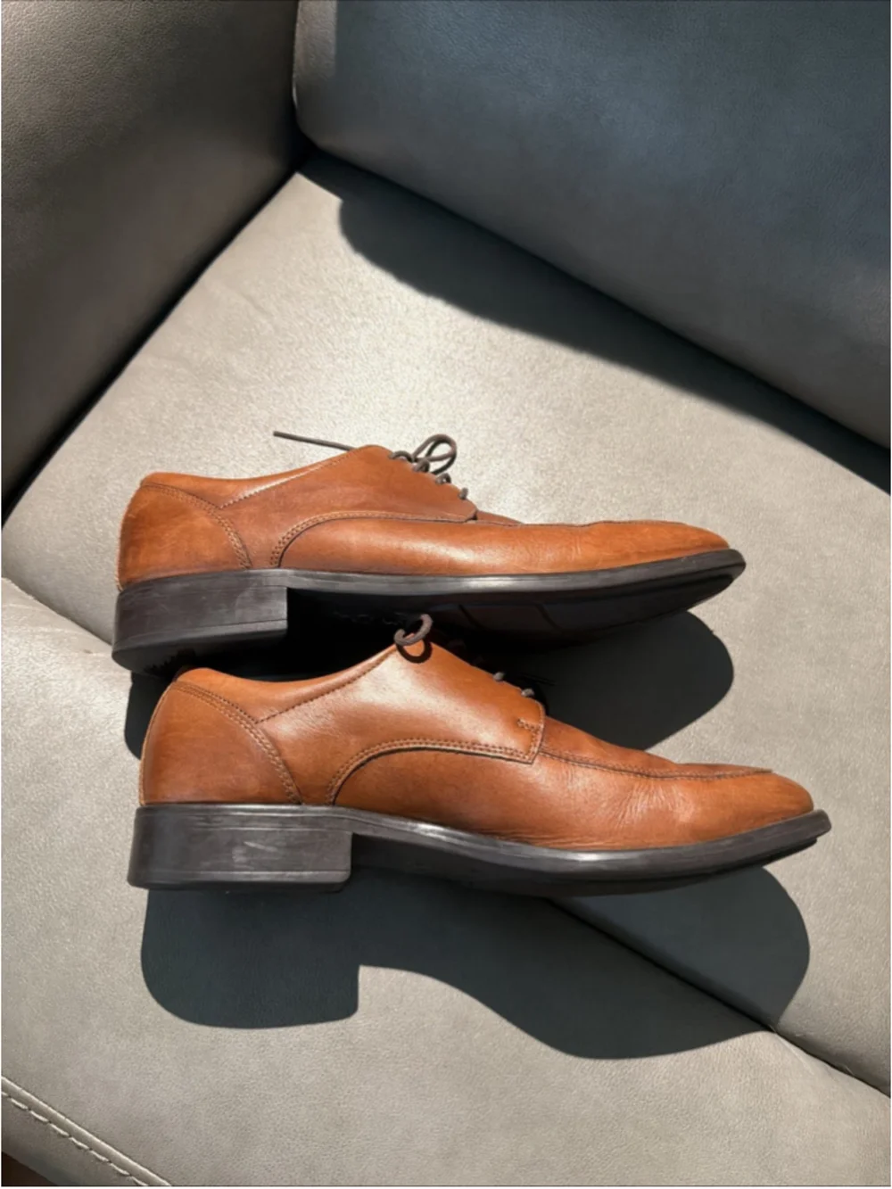 GUC MEN’S ECCO TRAY TECH OXFORD LACE UP SHOES SIZE 42 EU 8-8.5 US BROWN LEATHER